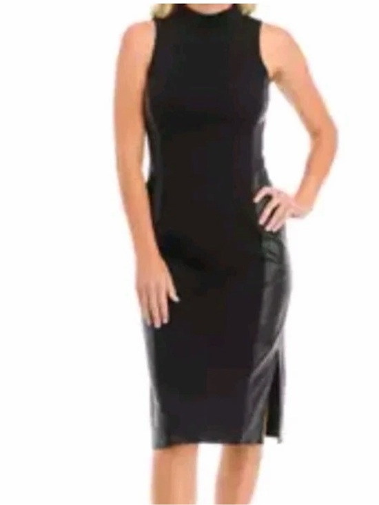 The Limited Dresses & Skirts - THE Limited Women's Sleeveless Mock Neck Faux Leather Panel Midi Dress